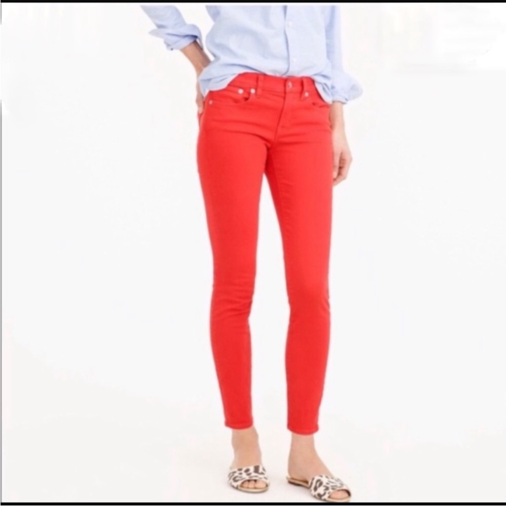 NWOT J. Crew 10” High Rise Toothpick Women's Red Skinny Jeans
